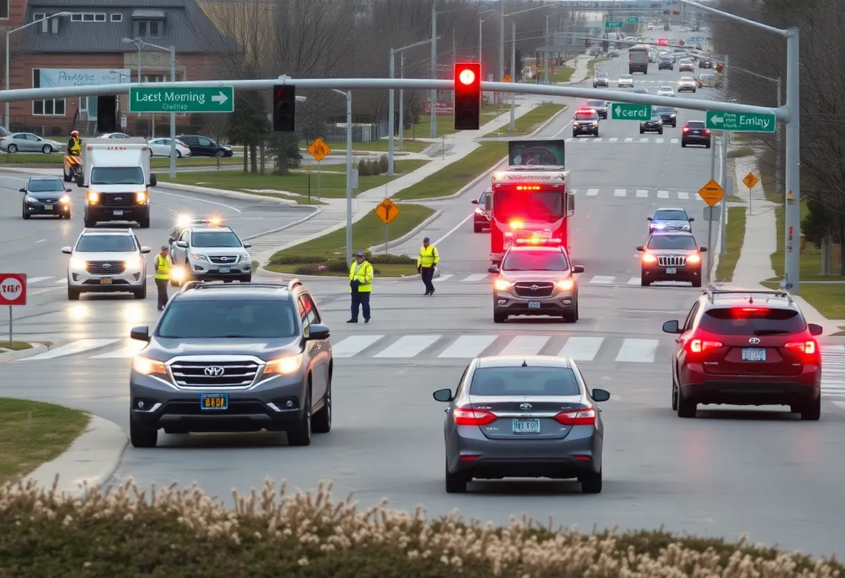 Emergency responders at the scene of a traffic accident in West Omaha
