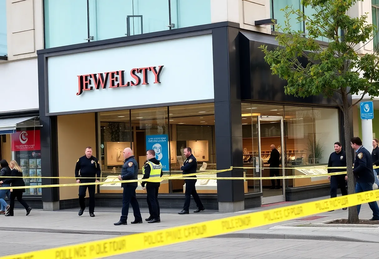 Police officers at the scene of the West Omaha jewelry store robbery