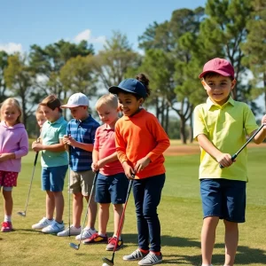 Children practicing golf at Fontenelle Forest Golf Club in Omaha