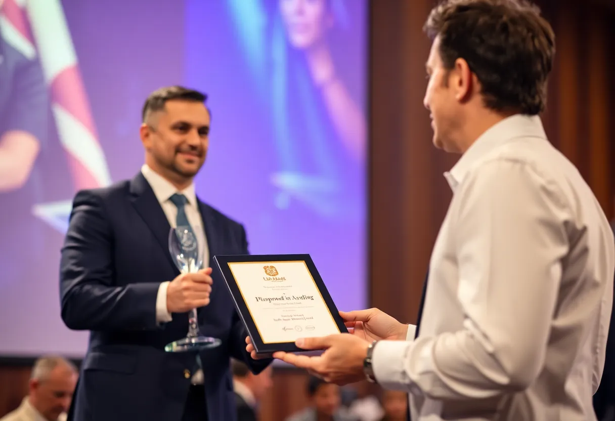 Zia Sabir receiving the ADISA Distinguished Service Award